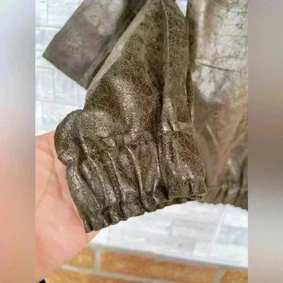 PLANET By LAUREN G VEGAN LEATHER CUT OUT METALLIC JACKET LARGE /1 - Picture 10 of 14